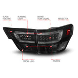 ANZO 11-13 Jeep Grand Cherokee LED Taillights w/ Lightbar Black Housing/Smoke Lens 4pcs