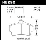 Hawk 98 Porsche 911 Targa/99-08 911 Carrera 4/00-06 Boxster S DTC-70 15mm Rear Brake Pads
