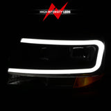 ANZO 99-04 Jeep Grand Cherokee Crystal Headlights - w/ Light Bar Black Housing