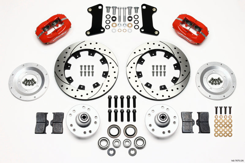 Wilwood Forged Dynalite Front Kit 12.19in Drilled Red 67-69 Camaro 64-72 Nova Chevelle