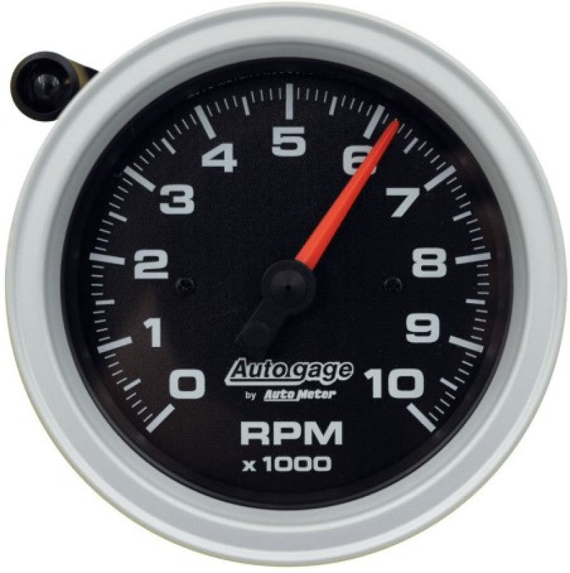 AutoMeter Tachometer Gauge 10K RPM 3 3/4in Pedestal w/Ext. Shift-Light - Black Dial/Black Case