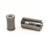 DeatschWerks Stainless Steel 10AN 100 Micron Universal Inline Fuel Filter Housing Kit (110mm)