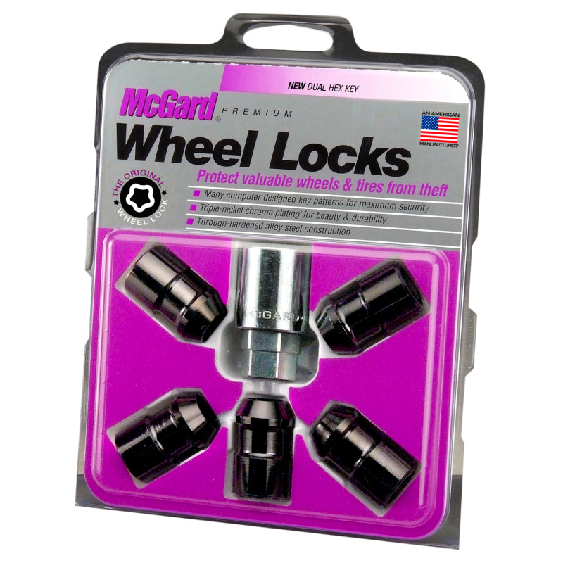 McGard Wheel Lock Nut Set - 5pk. (Cone Seat) 1/2-20 / 3/4 &13/16 Dual Hex / 1.46in. Length - Black