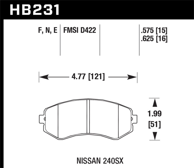 Hawk 89-93 240SX LE & SE (non-ABS) & Base / 94-96 240SX SE & Base HP+ Street Front Brake Pads