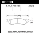 HawkDodge B1500 VanDurango/1500 Pickup/1500 Van / Ford / Lincoln LTS Street Front & Rear Brake Pad