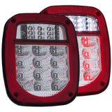 ANZO 1976-1985 Jeep Wrangler LED 2 Lens - Red/Clear, Chrome