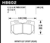 Hawk 2009-2013 Infiniti FX50 Sport HPS 5.0 Rear Brake Pads