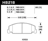 Hawk 1984-1985 Honda Accord Coupe 1800 LX 1.8 HPS 5.0 Front Brake Pads