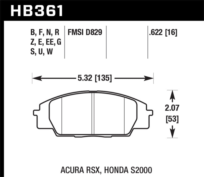 Hawk 02-06 Acura RSX Type S / 06-11 Honda Civic Si Coupe / 00-09 S2000 DTC-30 Race Front Brake Pads