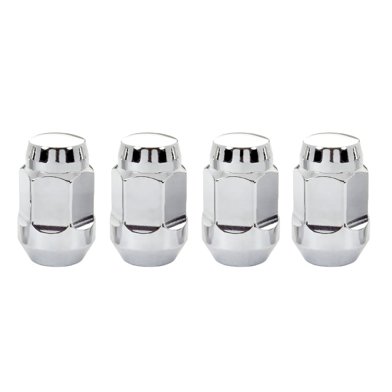 McGard Hex Lug Nut (Cone Seat Bulge Style) M12X1.25 / 3/4 Hex / 1.45in. Length (4-Pack) - Chrome